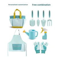 Ensemble d'outils de jardinage pour enfants en 9 pièces avec pelle et râteau à terre en fer, matériau en poudre de fer et caoutchouc PP pour le jardinage