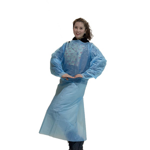 Robe d'isolement jetable CPE à manches longues avec boucle pour le pouce, imperméable, pour usage domestique, prix direct usine - Product Image 5