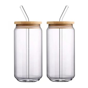 <span class=keywords><strong>Prix</strong></span> d'usine, vente <span class=keywords><strong>en</strong></span> gros, verre à boisson <span class=keywords><strong>en</strong></span> borosilicate de haute qualité, 350 ml, 500 ml, 16 oz, pour cola, bière, jus, lait, avec couvercle <span class=keywords><strong>en</strong></span> bambou - Product Image 5