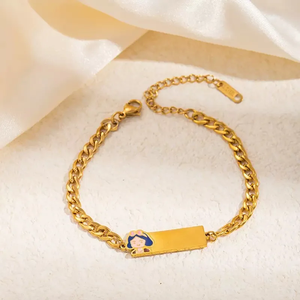 Bracelet pendentif carré plaqué or 18 carats pour femme, motif goutte d'huile, décoration élégante, style conte de fées - Product Image 4