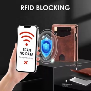 Customize Luxury Designer Credit Id Magnetic Genuine Leather for <b>Card</b> <b>Holder</b> RFID Blocking <b>Slim</b> Minimalist Mens Wallet logo - Product Image 5