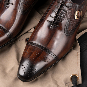 Zapatos Oxford para Hombre, Punta Puntiaguda, con Cordones, Otoño, Elegantes, Formales, de Alta Calidad, Cuero Genuino, Oficina, Carrera, Resistentes - Product Image 4