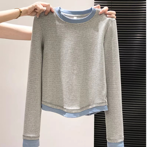 A123 AL4290-65.99-LLBB-Camiseta polo <span class=keywords><strong>de</strong></span> manga larga para <span class=keywords><strong>mujer</strong></span>, versión coreana, top holgado y versátil para uso informal <span class=keywords><strong>de</strong></span> primavera - Product Image 1
