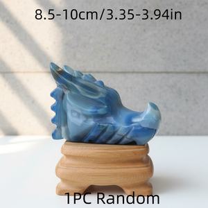 ขายส่งรูปปั้นหัวมังกรแกะสลักจากหินอาเกตสีน้ำเงิน แบรนด์ Crystalhola คุณภาพสูง ขนาด 8.5-10 ซม. ตามหลักฮวงจุ้ย ตามเทรนด์แฟชั่น - Product Image 5