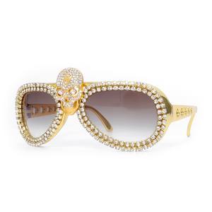 Kacamata Pria Desain Mewah Trendi Baru Buatan Tangan Vintage dengan Dekorasi Kristal Tengkorak untuk Pesta yang Elegan - Product Image 5