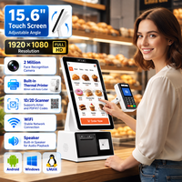Sistem POS All-in-One Monitor Layar Sentuh Kapasitif 15 Inch Terminal POS untuk Restoran