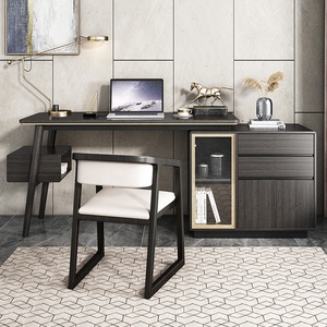 Luxury Modern Black Study Room Furniture Storage Cabinet <strong>Rotatable</strong> Computer Table <strong>Desk</strong> With Shelves - Product Image 2