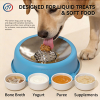Bol à liquide en acier inoxydable pour chiens, anti-déversement, bol à alimentation lente avec boule roulante en acier inoxydable pour yaourt, bouillon, purée