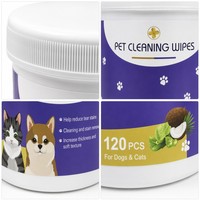 VELTRONA Tisu Pembersih Hewan Peliharaan 120 Pcs Lembut Non-Woven Aroma Buah Penghilang Noda Air Mata untuk Kucing