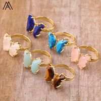 Bagues papillon, bijoux fins, bague de fiançailles, pierre naturelle malachite, cristal de quartz pour femme, cadeau d'anniversaire pour fille