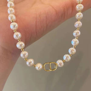 Collier de perles d'eau douce naturelles pour femmes, 4-5 mm, cercle parfait, chaîne de clavicule, chaîne de sourire à forte luminosité, petit chemin - Product Image 3