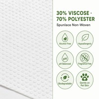 Lingettes pour animaux de compagnie 50 g/m², marque privée, 100 lingettes, sachet refermable, biodégradables, hypoallergéniques, sans alcool, pour toilettage chiens et chats, OEM