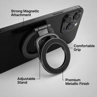 Support de téléphone magnétique à double pliage, aimant N52, réglable à 360 degrés, support de doigt ultra-fin en alliage de zinc