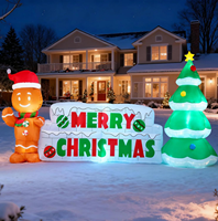 Ensemble de Noël gonflable de 10 pieds, bonhomme en pain d'épices, sapin de Noël, panneau Joyeux Noël, lumière LED, ornement de Noël pour décoration extérieure