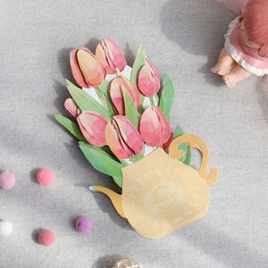 Cartes de vœux 3D pliables en papier découpé au laser avec fleurs - Product Image 4