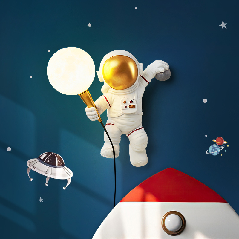 Modern Astronaut kids room Lamps Art Resin Wall Light Bedroom Bedside Night Lights Space Man G9 LED Wall  lamp table lighting