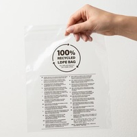 Sac en plastique transparent OPP refermable avec impression d'avertissement sur fond blanc, auto-adhésif