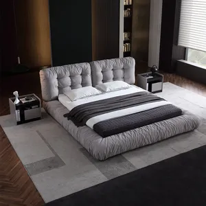 현대 구름 이탈리아 공주 소녀 매트리스 침대 부드러운 럭셔리 킹 침대 패브릭 살이 포동 포동하게 찐 침대 디자인 전체 침실 가구 세트