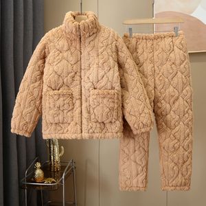 Set <span class=keywords><strong>premaman</strong></span> invernale in pile spesso, caldo, con giacca in cotone jacquard con zip, abbigliamento da casa adatto anche per l'uso all'aperto - Product Image 5