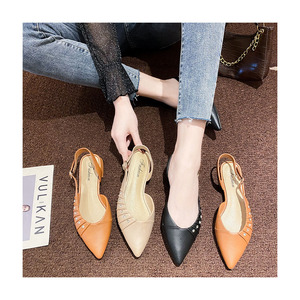 Sandalias para mujer Nuevo estilo retro Hada francesa con y dedos Perezosos e inclinados para zapatos planos - Product Image 1
