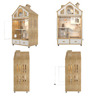 Villa pour chat en bois massif, style moderne et luxueux, respirante, pour intérieur, taille personnalisable, cage fermée pour salon