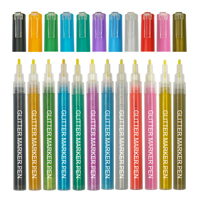 Ensemble de 12 marqueurs acryliques à paillettes permanentes pour dessin créatif sur papier et œuvres d'art