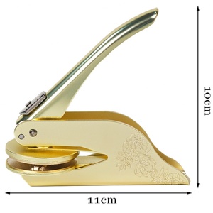 Custom logo Stamps Personalized Round Metal 40mm Seal Sealing <b>Hand</b>-Held Golden Embossing Seal Stamps - Product Image 2