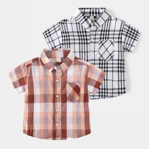 <span class=keywords><strong>Chemise</strong></span> à manches courtes pour garçon pour l'été, vêtements décontractés, <span class=keywords><strong>chemise</strong></span> à carreaux en pur coton pour enfants à manches courtes - Product Image 1