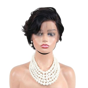 Pas cher court Pixie coupe perruque de cheveux humains droite Remy cheveux brésiliens pour les femmes noires <span class=keywords><strong>13x4x1</strong></span> T dentelle perruque 13X4 dentelle frontale naturelle - Product Image 2