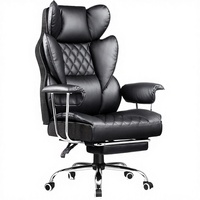 Fauteuil de bureau exécutif moderne de luxe en cuir pivotant avec cadre en acier inoxydable, hauteur réglable, vérin à gaz à 2 étages