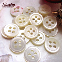 Kancing Kemeja Pria Berkualitas Tinggi Niucky S0201-001 9mm-12.7mm 4 Lubang Putih Trocas Shell Flatback Dapat Dicuci