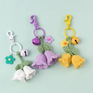 macrame keychains Boho Handmade Flower Keychain cute Bag Charm Accessories Pendant Crocheted Wind Chimes Flower bell key chains