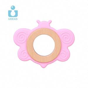 UDEAS - Mordedores para Bebés, Juguetes de Silicona de Grado Alimenticio, Anillos de Dentición de Madera con Forma de Animales para Niños - Product Image 3