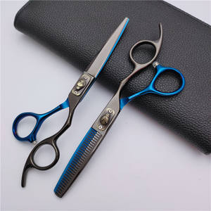 กรรไกรตัดผม Wolf Head Custom Edition ขนาด 6.0 นิ้ว สแตนเลสสตีล สำหรับมืออาชีพ ด้ามยาว ดีไซน์สีน้ำเงินดำ - Product Image 5