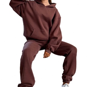 Ensembles de sweats à capuche surdimensionnés personnalisables avec logo brodé ou imprimé pour femmes, en molleton 100 % coton épais, coupe ample, longueur longue, vente en gros - Product Image 3