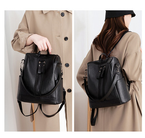 <span class=keywords><strong>Mochila</strong></span> de <span class=keywords><strong>Mujer</strong></span> al por Mayor a Precio Económico, Informal, de Moda, de Cuero PU Negro Suave, Multifuncional, de Diseño de Lujo, para Viaje - Product Image 2