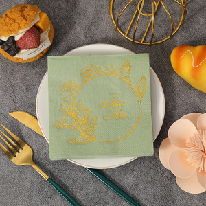 Serviettes personnalisables avec logo en feuille d'or, en pure pâte de bois, essuie-tout ménagers, qualité fête, style luxe nordique. - Product Image 2