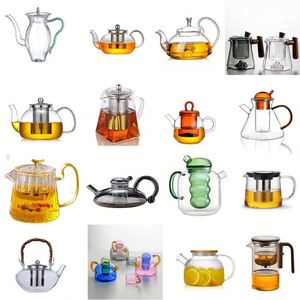 Factory Hot Selling Water Separation Glass <b>Teapot</b> with Wooden Handle, Magical <b>Teapot</b>, Glass <b>Teapot</b> with Strainer - Product Image 6