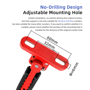 Ulip V2 17 CM Red Black <b>Adjustable</b> Fit for 9bot Max G30 Electric Scooter Kickstand Aluminum Foot Support <b>Footrest</b> Side Stand - Product Image 3