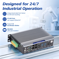 PC Industrial sin Ventilador, 3*LAN, 1xEtherCAT 16PIN, 8DI+8DO, 2*CAN, Montaje en Riel DIN, 12-24V DC, Compatible con Acelerador de IA