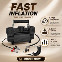 Compresseur d'air portable robuste à double cylindre 12V 150PSI en métal avec gonflage rapide des pneus pour voitures et MPV