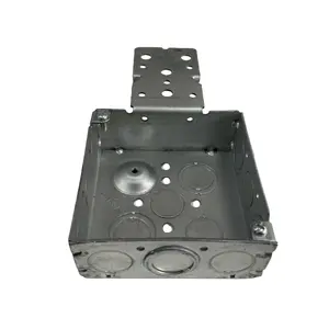 Welded Metal Box With Concentric Knockouts And Front Bracket 4 Inch Galvanized Steel Square Box With Raised Grounding Screw
