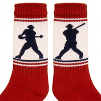Chaussettes de baseball en coton tricoté rouge avec motifs tissés, absorbantes et anti-humidité, couleurs personnalisables pour enfants et jeunes