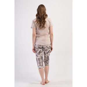 Traje de dormir capri ovalado de manga corta con cuello redondo para mujer - Product Image 1