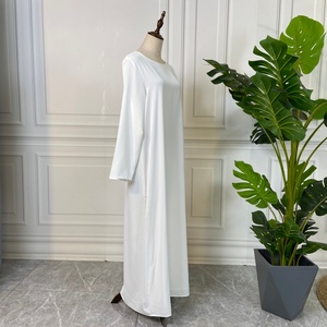 6597# Modest Fashion Daily Wear Solid Color Premium Nida Closed Abaya Slim Sleeve Dubai Islamic <b>Women</b> <b>Slip</b> Dress With Lined - Product Image 3