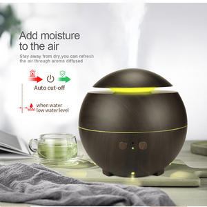Diffuseur d'arômes à grain de bois, humidificateur ultrasonique de 600ml, diffuseur d'huiles essentielles avec arrêt automatique, pour la maison et le bureau - Product Image 1