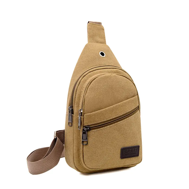 sling backpack small cross-body daypack causal canvas backpack chest bag with earphone hole for men or women
