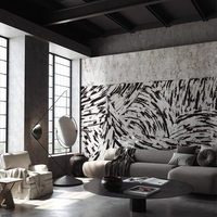 Papier Peint Moderne Minimaliste Noir et Blanc Abstrait Sans Raccords, Tissu Imperméable Anti-Moisissure, Garantie 1 An, Pour Salon, Canapé et Télévision