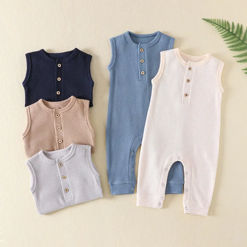 Combinaison pour bébé Vêtements d'été pour bébé Grenouillère sans manches pour nouveau-né Vêtements pour enfants