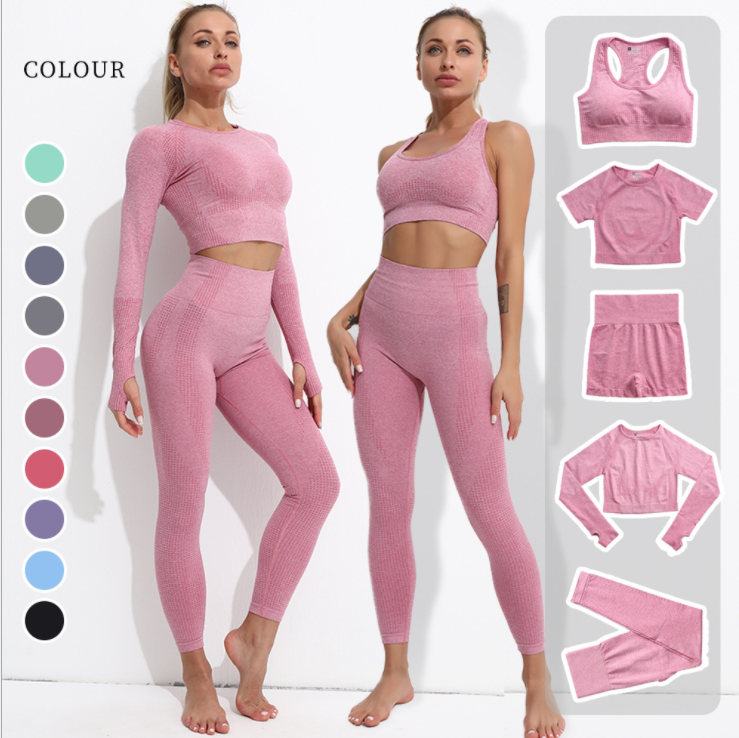 Custom Yoga Set Women Yoga Gym Crop Top With Leggings Workout Fitness Seamless Yoga Sets